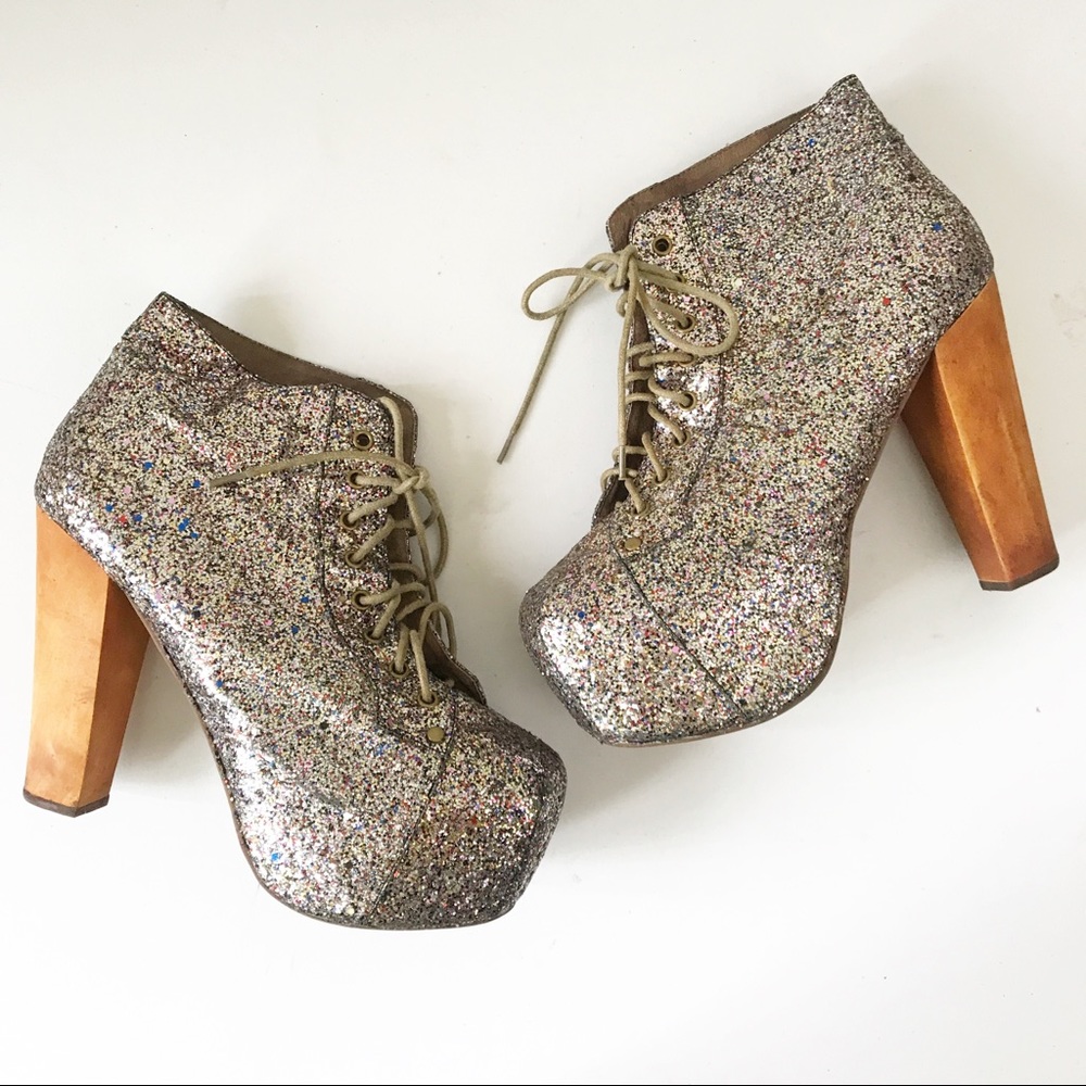 Jeffrey Campbell Glitter Lita Platform Heels Shoes - Picture 1 of 9